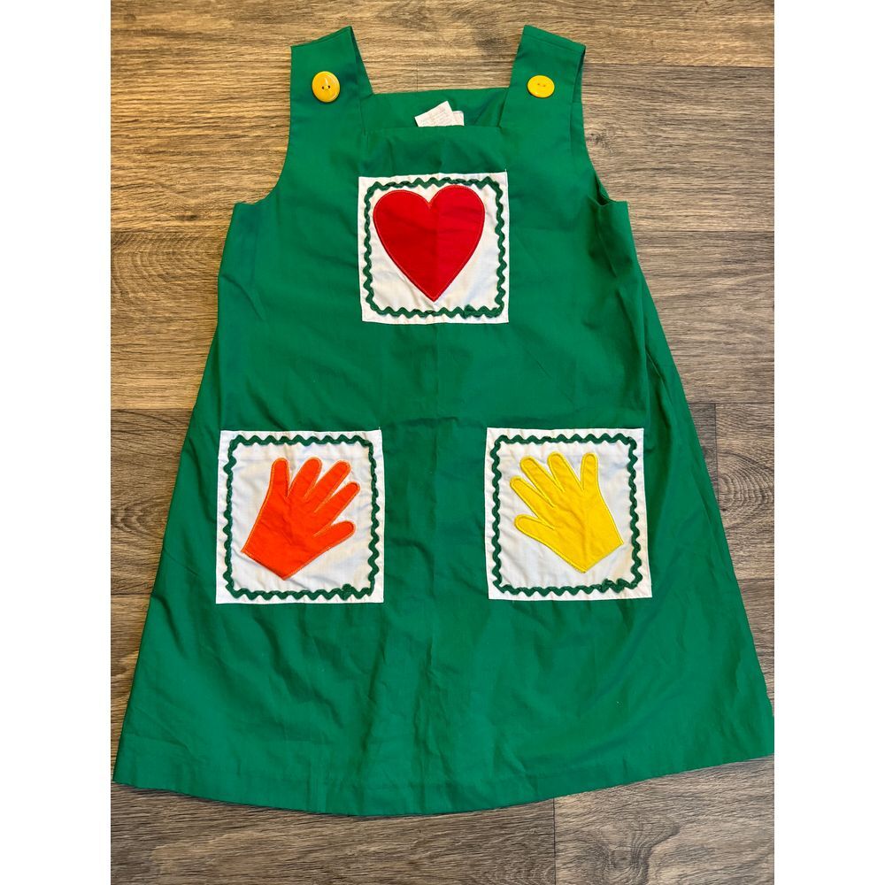 Vintage Girls "Helping Hands" Apron Jumper Dress‎ Size Large